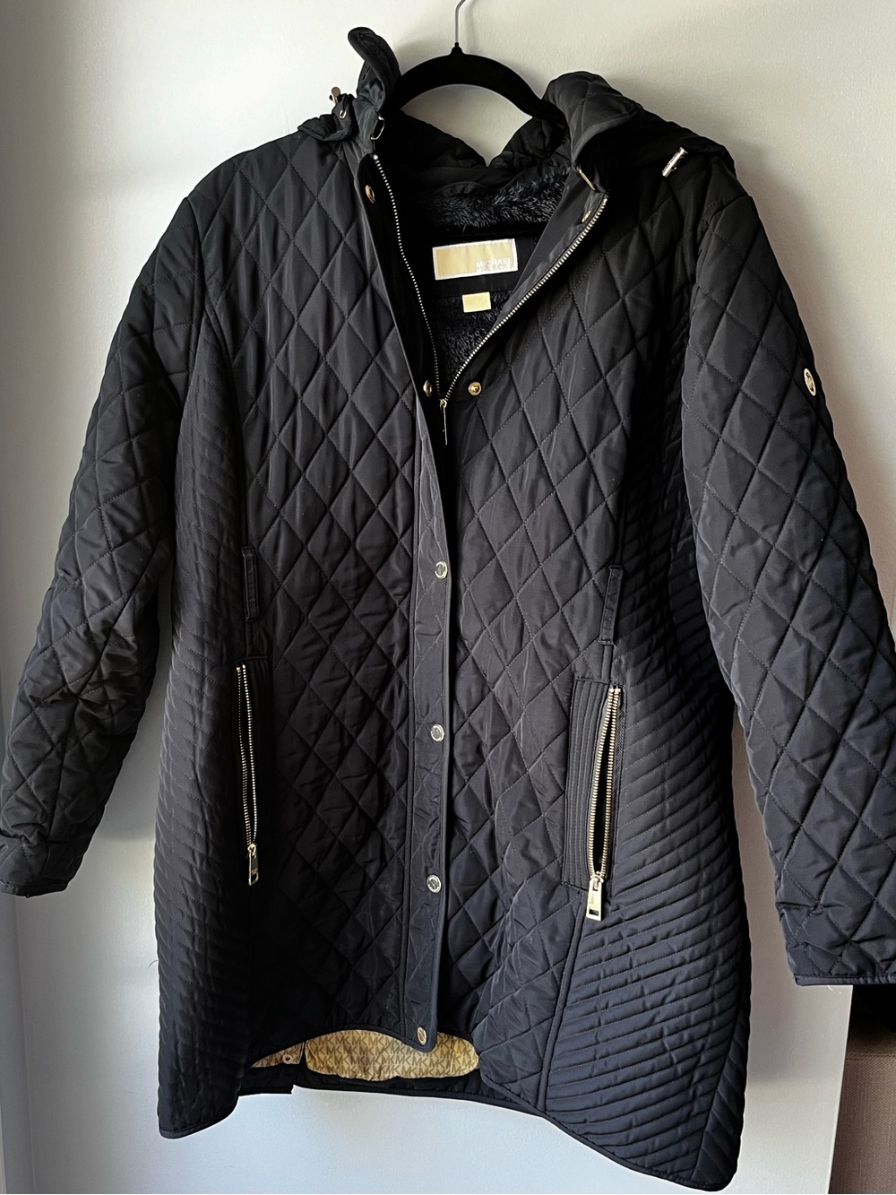 Women's Quilted Puffer Coat | Michael Kors XL | Navy Detachable Hood